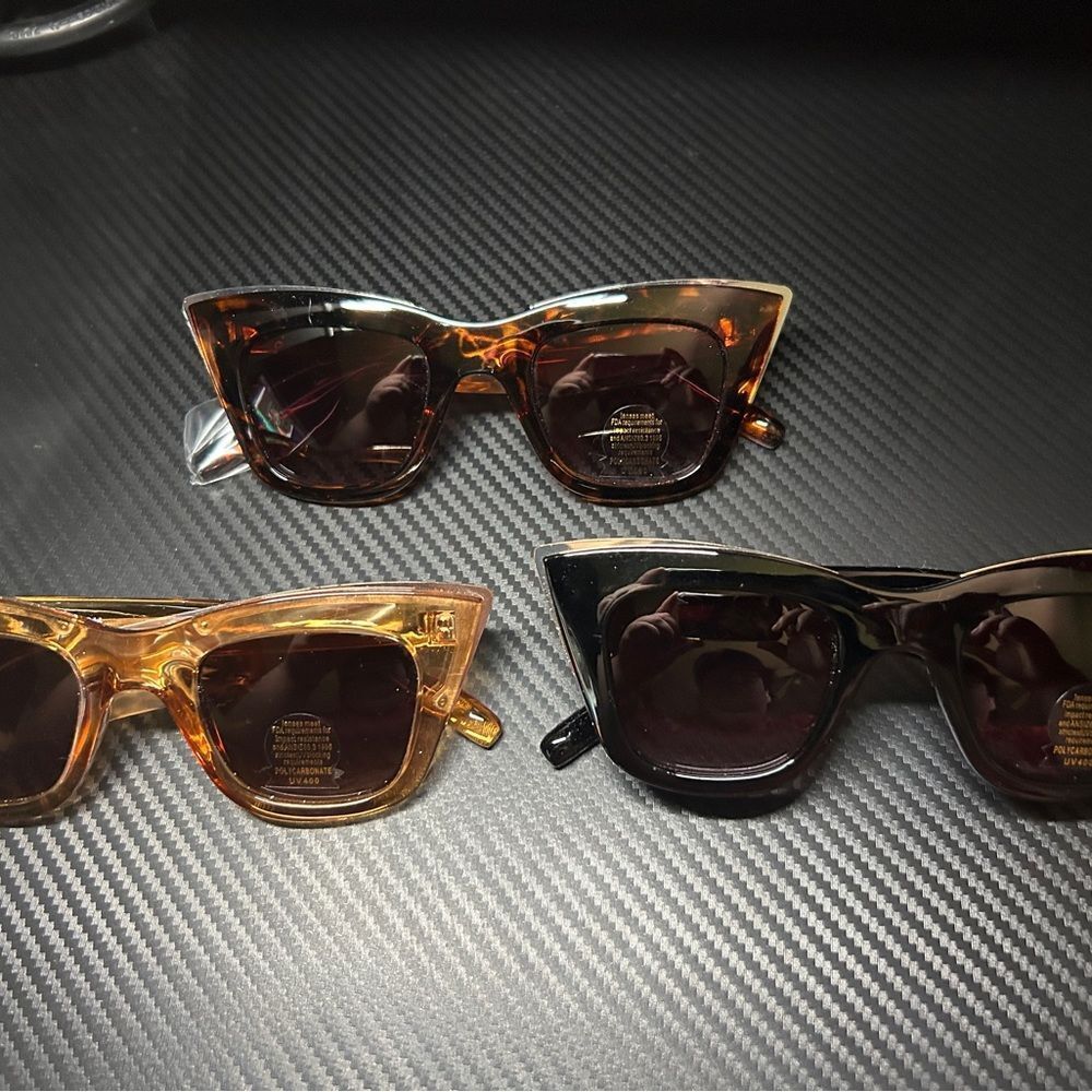 Stylish Women's Sunglasses - Black, Brown, and Tan Set of 2